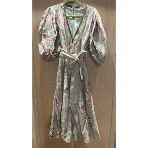 Rare Zimmermann floral linen puff sleeve midi dress
